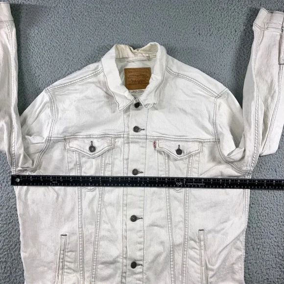 Levi's Premium Trucker Jacket Men 2XL White Denim Contrast Stitch Neutral Casual - Picture 6 of 10